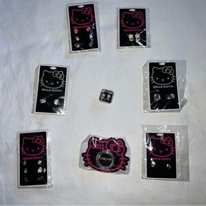 Hello Kitty PIERCED Earrings lot. 12 pair. NEW in package! Bonus gift w/ sale